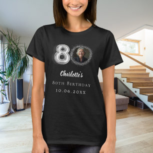 80th birthday black silver photo T-Shirt