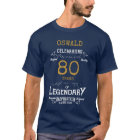 80th Birthday Black White Gold Mens T-Shirt
