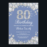 80th Birthday Blue and Silver Diamond Invitation<br><div class="desc">80th Birthday Invitation. Blue and Silver Rhinestone Diamond. Elegant Birthday Bash invite. Adult Birthday. Women Birthday. Men Birthday. For further customisation,  please click the "Customise it" button and use our design tool to modify this template.</div>