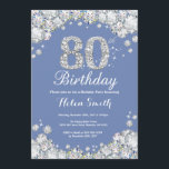 80th Birthday Blue and Silver Diamond Invitation<br><div class="desc">80th Birthday Invitation. Blue and Silver Rhinestone Diamond. Elegant Birthday Bash invite. Adult Birthday. Women Birthday. Men Birthday. For further customisation,  please click the "Customise it" button and use our design tool to modify this template.</div>