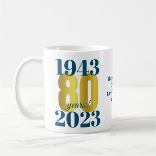 80th Birthday Blue Gold Coffee Mug
