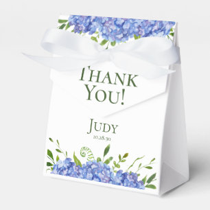 80th Birthday Blue Hydrangeas Thank You Favour Box