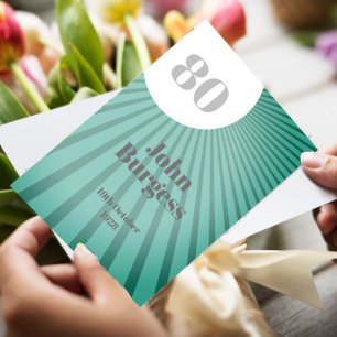 80th Birthday Blue Male Modern Birthday Invitation