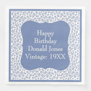 80th Birthday Blue/White Bracket Number Pattern Napkin