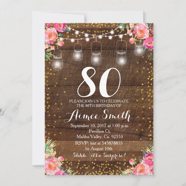 80th Birthday Boho Floral Birthday Invitation (Front)