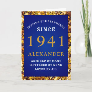 80th Birthday Born 1941 Gold Blue Add Your Name Card