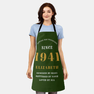 80th Birthday Born 1941 Green Gold Lady's Apron