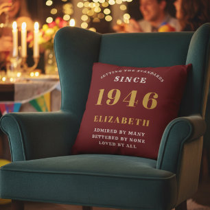 80th Birthday Born 1941 Loved Add Your Name Red Cushion