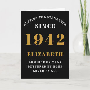 80th Birthday Born 1942 Loved Add Your Name Black Card