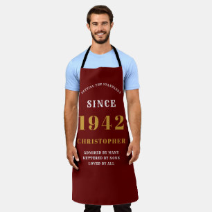 80th Birthday Born 1942 Red Gold Man's Apron