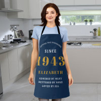 80th Birthday Born 1943 Blue Gold Lady's Apron
