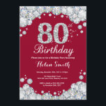 80th Birthday Burgundy Red and Silver Diamond Invitation<br><div class="desc">80th Birthday Invitation. Burgundy Red and Silver Rhinestone Diamond. Elegant Birthday Bash invite. Adult Birthday. Women Birthday. Men Birthday. For further customisation,  please click the "Customise it" button and use our design tool to modify this template.</div>