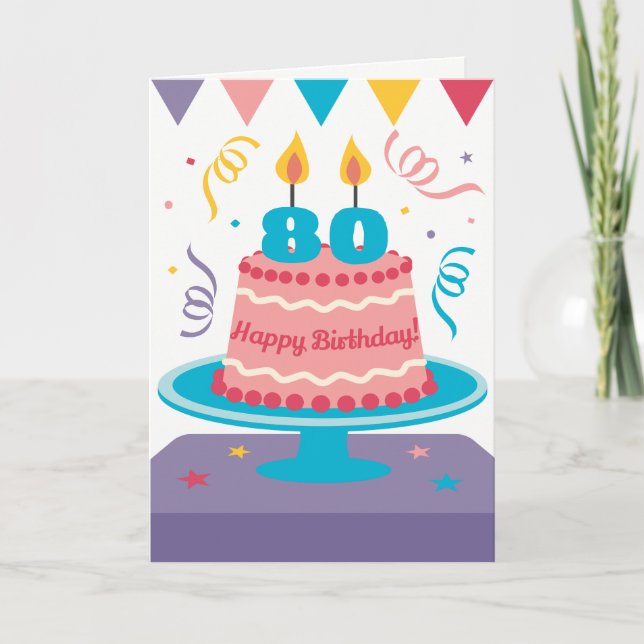 80th Birthday Cake: Customisable! Card (Front)