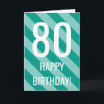 80th Birthday card for 80 years old men or women<br><div class="desc">80th Birthday card for 80 years old men or women. Personalizable colours and text. Cute greeting card for eightieth bday party. Striped design.</div>