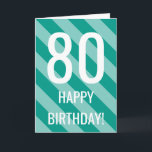80th Birthday card for 80 years old men or women<br><div class="desc">80th Birthday card for 80 years old men or women. Personalizable colours and text. Cute greeting card for eightieth bday party. Striped design.</div>