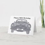 80th birthday card for British classic car lovers<br><div class="desc">Aston Martin DB6 a British classic sports car convertible in a grey stylised design from the 1960's era with the registration plate for people celebrating their special birthday this year during 2019</div>