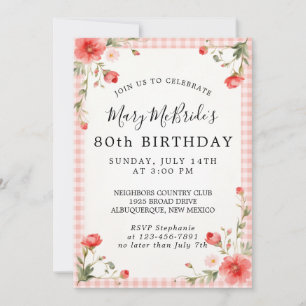 80th Birthday Card Invitation