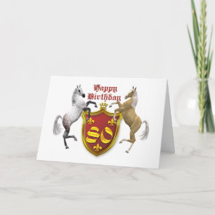 80th birthday card with a coat of arms