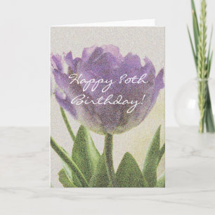 80th Birthday card with beautiful tulip flowers