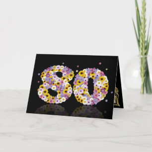 80th birthday card with flowery letters