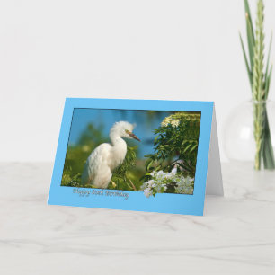 80th Birthday Card with Snowy Egret Bird