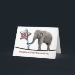 80th Birthday card with tightrope walking elephant<br><div class="desc">An elephant balanced on a tightrope carrying a birthday balloon.</div>