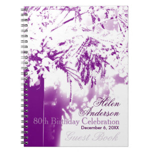 80th Birthday Celebration Flower Bouquet GuestBook Notebook