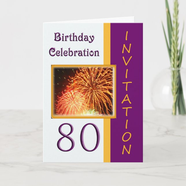80th Birthday Celebration Invitation - Fireworks (Front)