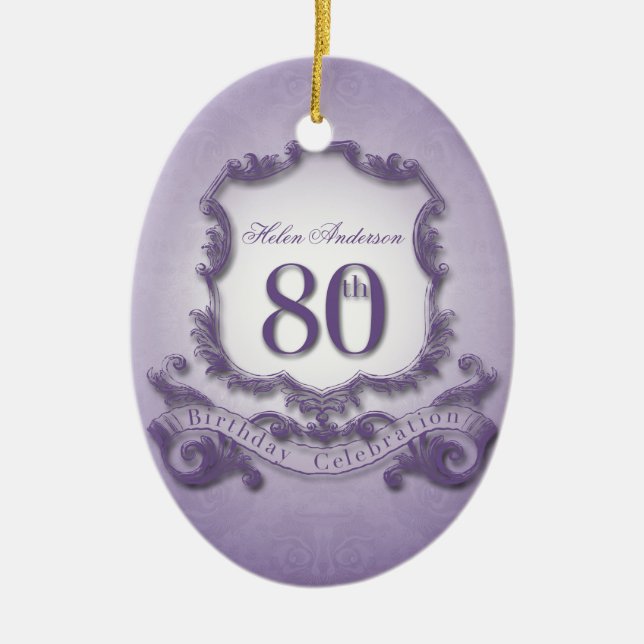 80th Birthday Celebration Personalised Ornament (Front)