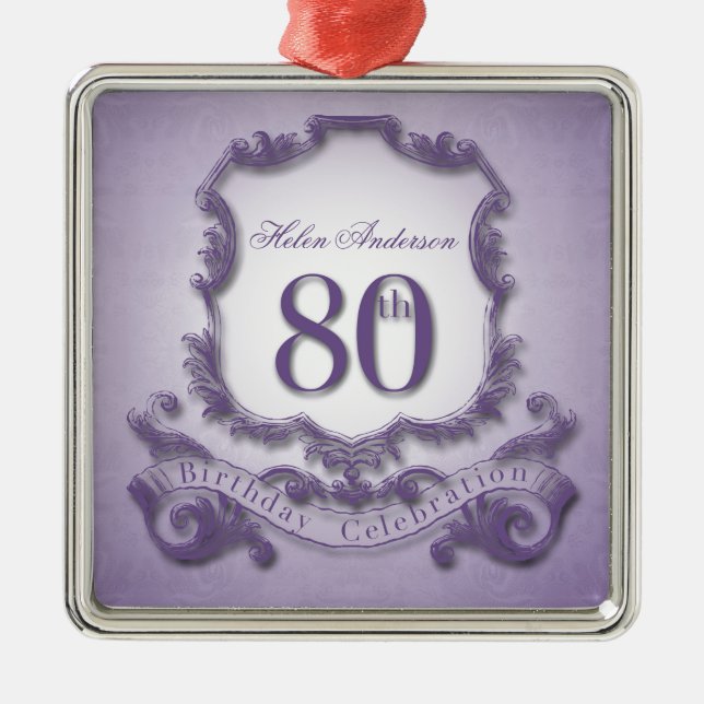 80th Birthday Celebration Personalised Ornament (Front)