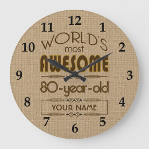 80th Birthday Celebration World Best Fabulous Large Clock