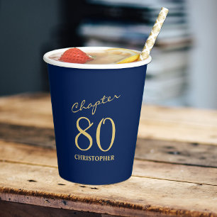 80th Birthday Chapter 80 Blue Gold Paper Cups