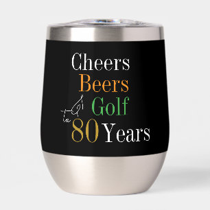 80th Birthday Cheers Beers Golf Black Gold