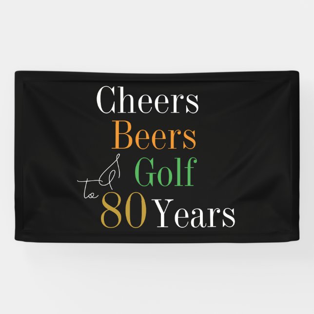 80th Birthday Cheers Beers Golf Party Banner (Horizontal)