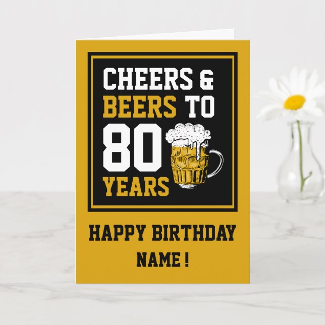 80th Birthday Cheers & Beers to 80 Years Card (Small Plant)
