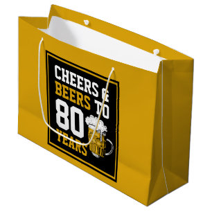 80th Birthday Cheers & Beers to 80 Years Large Gift Bag