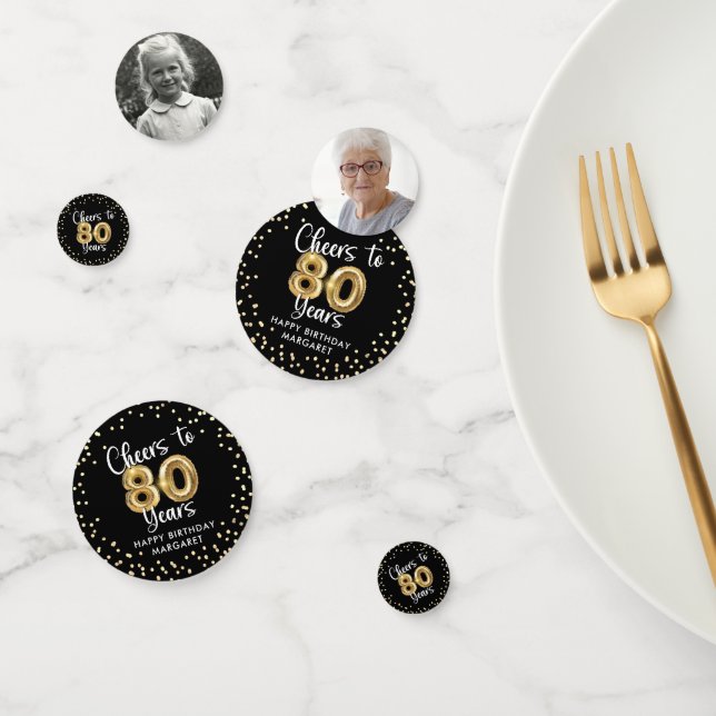 80th Birthday Cheers to 80 Years 2 Photos Confetti (Group)
