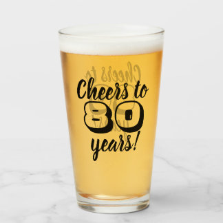 80th Birthday Cheers to 80 Years Beer/Drinking Glass