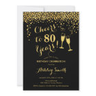 80th Birthday - Cheers To 80 Years Gold Black