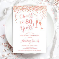 80th Birthday - Cheers To 80 Years Rose Gold White