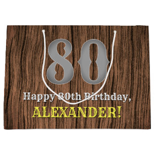 80th Birthday: Country Western Inspired Look, Name Large Gift Bag