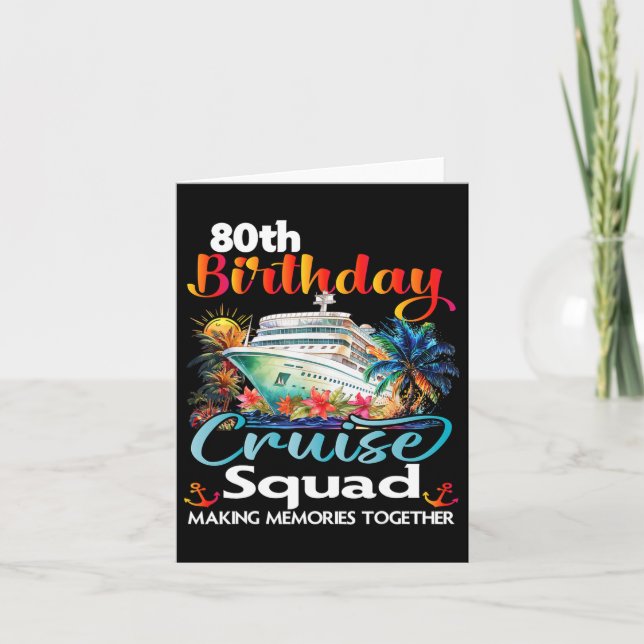 80th Birthday Cruise Squad Friends Family Vacation Card (Front)