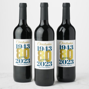 80th Birthday Custom Dates Wine Label