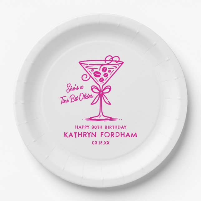 80th Birthday Custom Paper Plate Espresso Martini (Front)