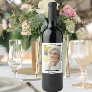 80th birthday custom photo cheers to 80 wine label