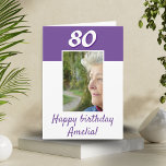 80th Birthday Custom Photo Happy Birthday  Card<br><div class="desc">80th Birthday Custom Photo Happy Birthday Card. 80th Birthday Custom Photo Happy Birthday Card. Personalise with your photo and text on the front and your message inside the card or erase it. You can also change the age.</div>