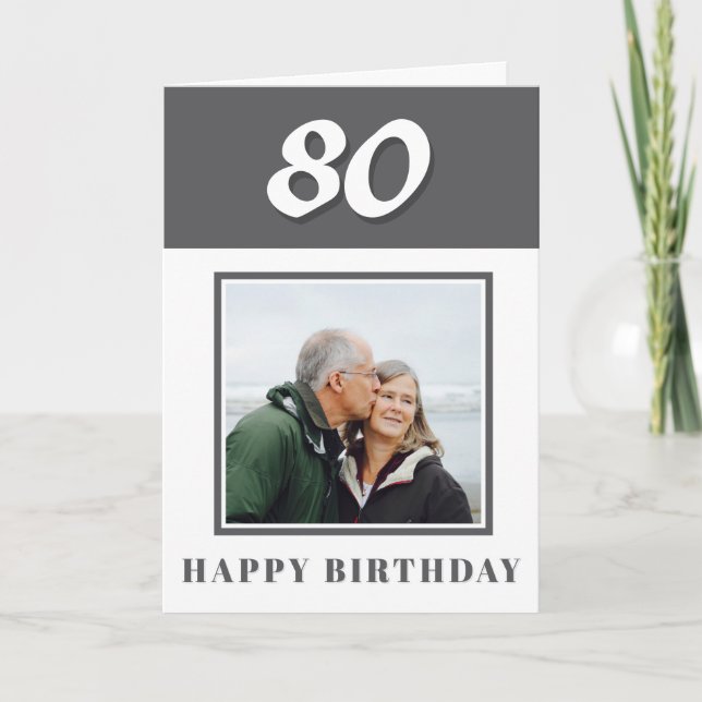 80th Birthday Custom Photo Personalised Card (Front)