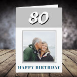 80th Birthday Custom Photo Personalised Card<br><div class="desc">80th Birthday Custom Photo Personalised Card. Personalised 80th birthday greeting card for someone celebrating 80 years. This modern and simple design features the age,  photo and Happy birthday card. Add your photo into and message inside or erase it. You can also change the year number.</div>