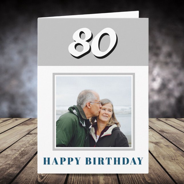 80th Birthday Custom Photo Personalised Card (Creator Uploaded)