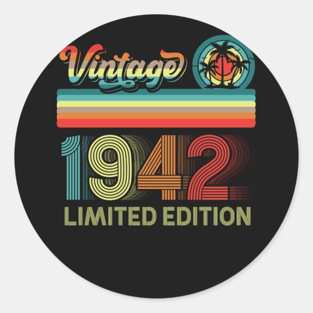 80th Birthday Decorations Men 80 Year Old 1942 Classic Round Sticker (Front)